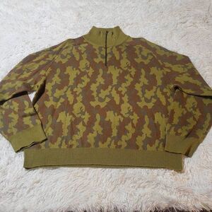 Men's camouflage half zip fleece sweatshirt pullover sweater L